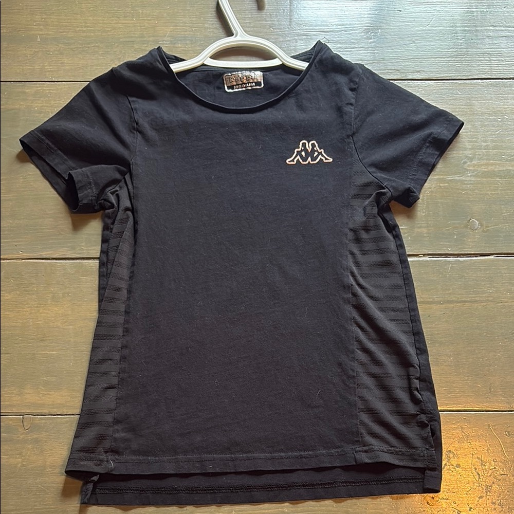Kappa Black Short Sleeve Tee Athletic Casual